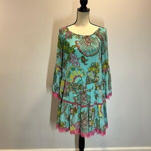 Marina St Barth/Miss June dress in gorgeous aqua/pink/green floral print.